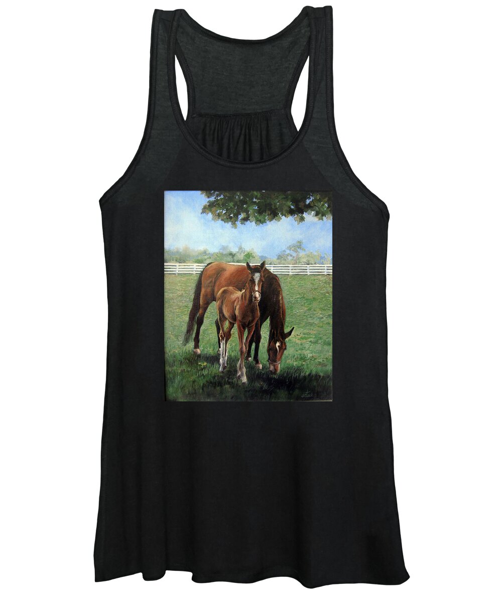 Nature Women's Tank Top featuring the painting Mother and Colt by Donna Tucker