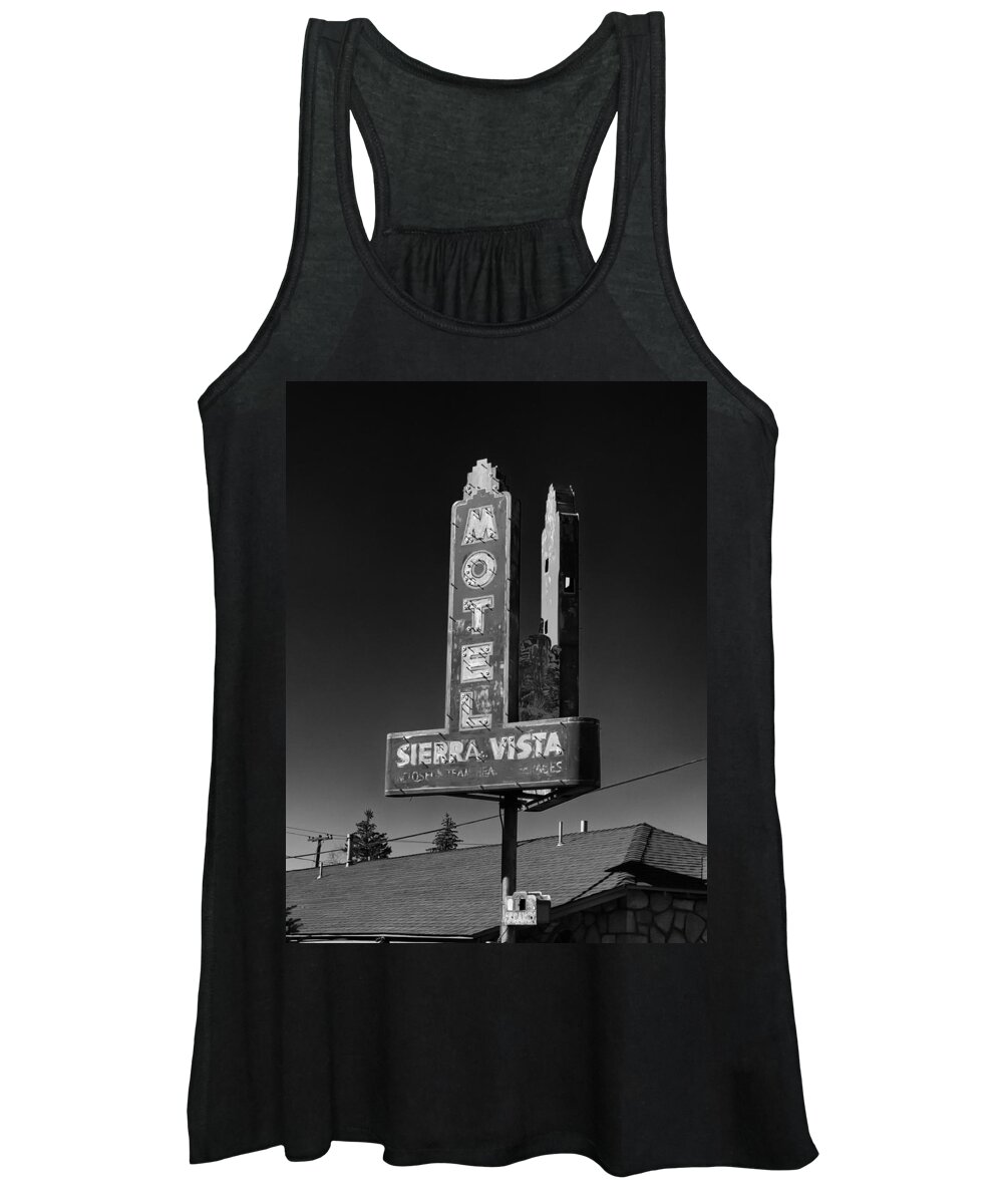 Motel Women's Tank Top featuring the photograph Mother Road Motel Black and White by Joshua House
