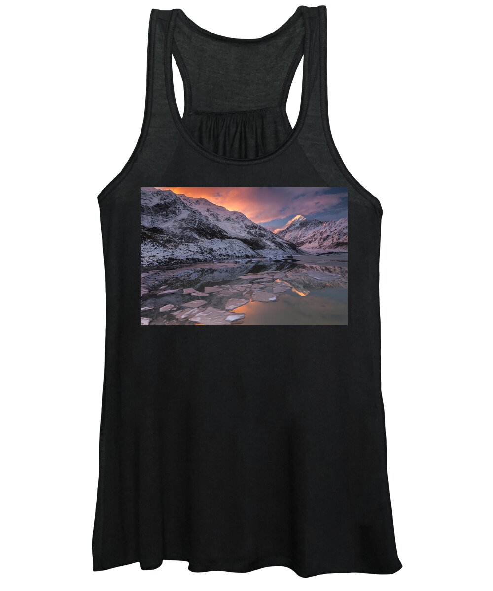 Colin Monteath Women's Tank Top featuring the photograph Mount Cook And Mueller Lake In Mount by Colin Monteath
