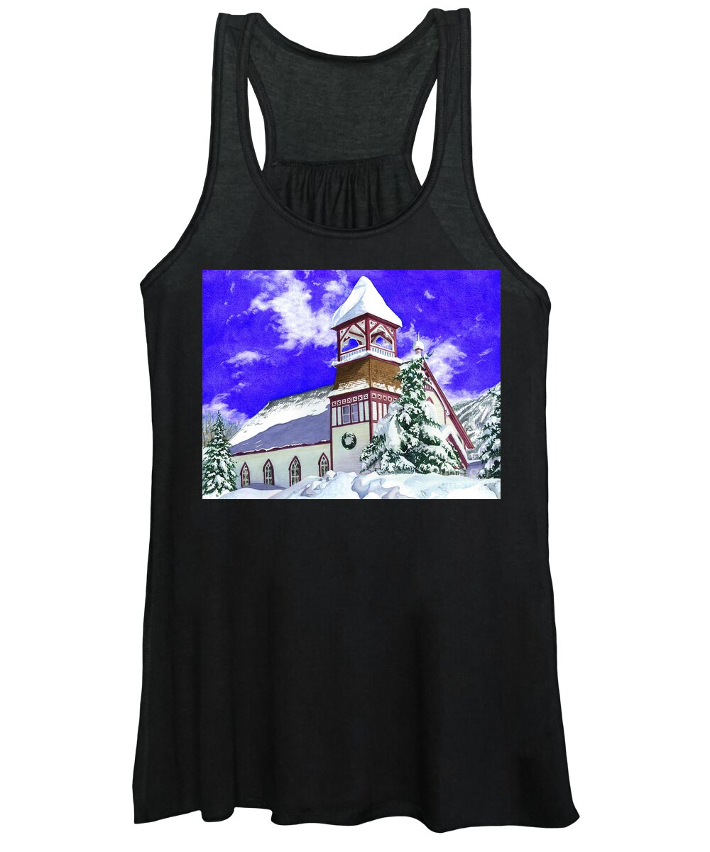 Church Women's Tank Top featuring the painting Mountain Sanctuary 2 by Barbara Jewell