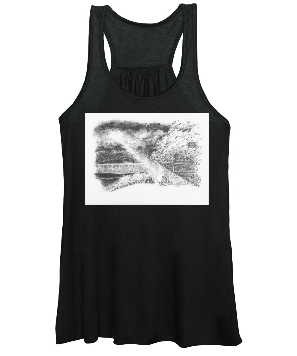 Woodcutter's Revival Women's Tank Top featuring the drawing Mountain Top by Scott and Dixie Wiley