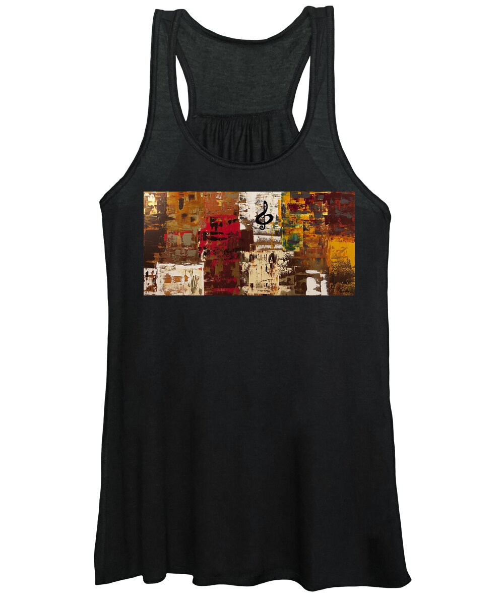 Music Abstract Art Women's Tank Top featuring the painting Music World Tour by Carmen Guedez