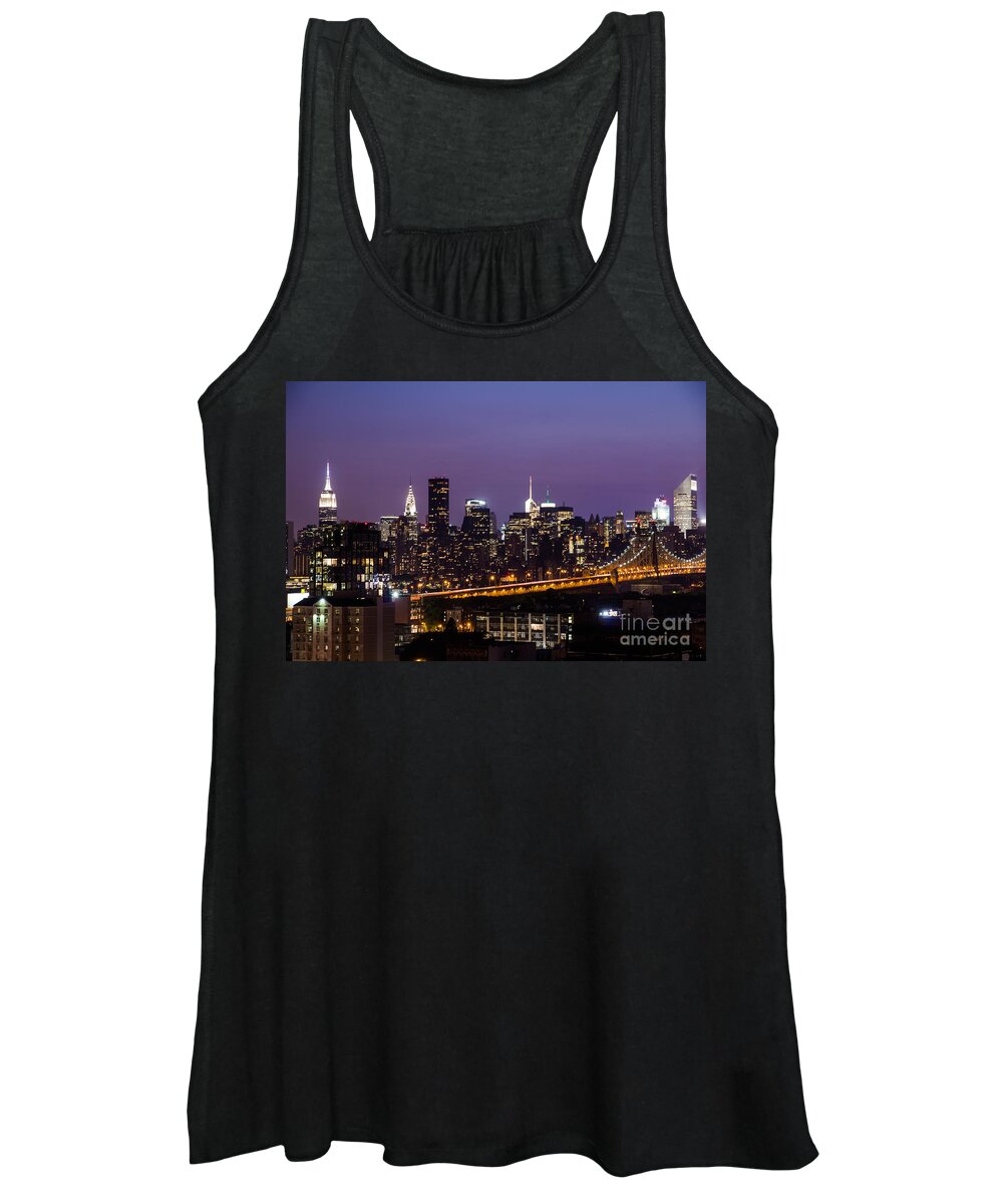 New York Women's Tank Top featuring the photograph New York by night by Agnes Caruso