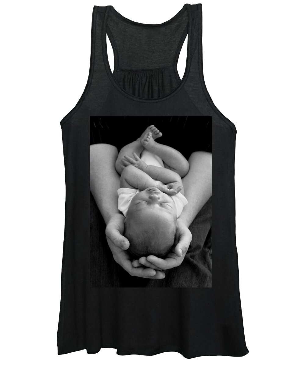 Father Women's Tank Top featuring the photograph Newborn in Arms by Lisa Phillips
