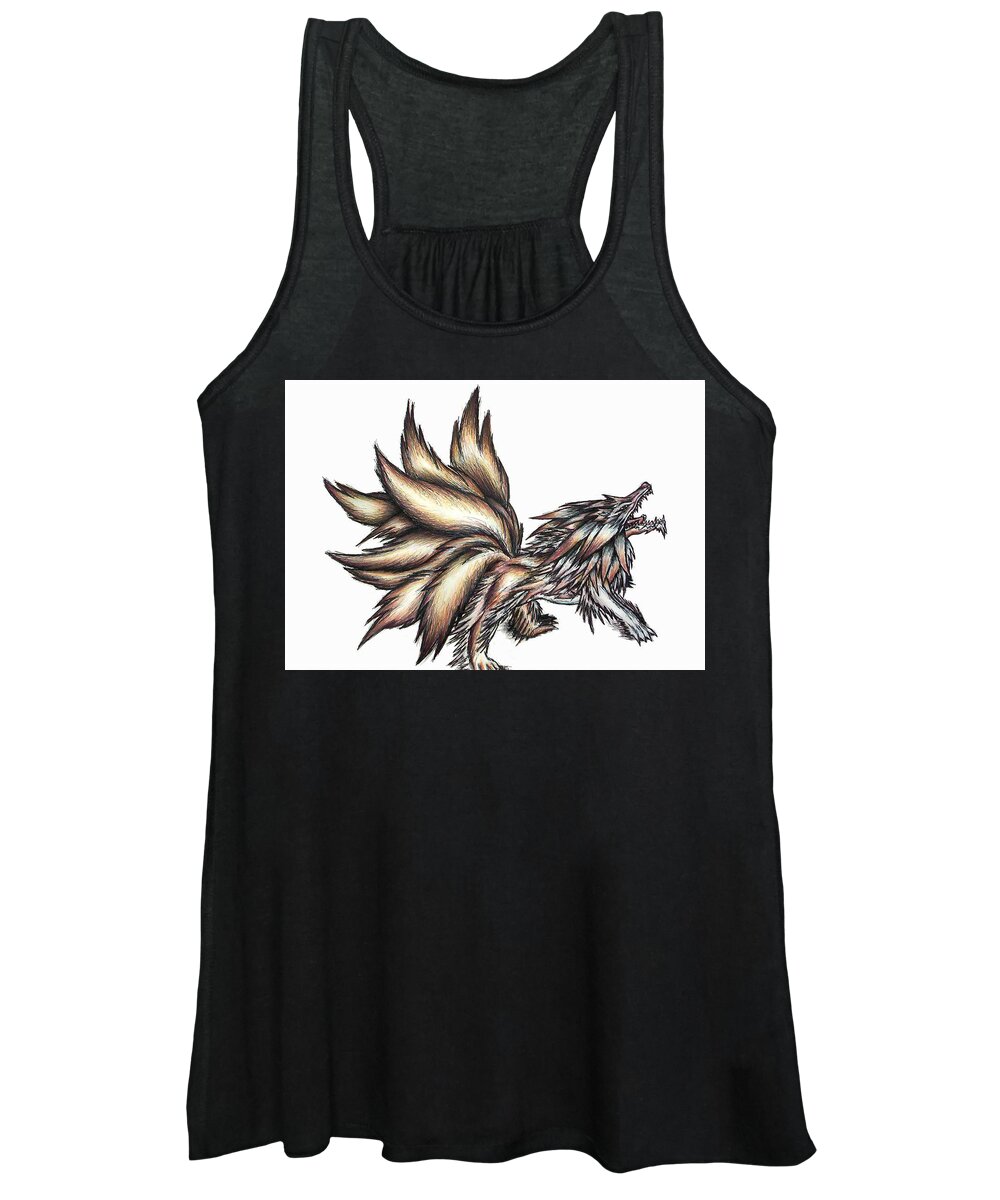 Wolf Women's Tank Top featuring the painting Nine Tails Wolf Demon by Shawn Dall