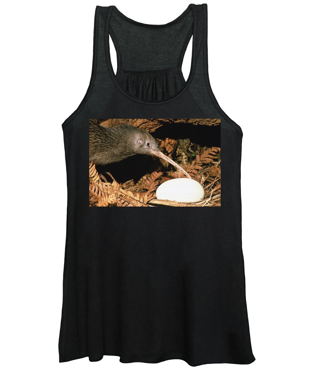 Feb0514 Women's Tank Top featuring the photograph North Island Brown Kiwi With Egg New by Mark Jones