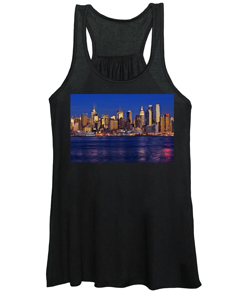 Best New York Skyline Photos Women's Tank Top featuring the photograph NYC City Skyline Across the Hudson by Mitchell R Grosky