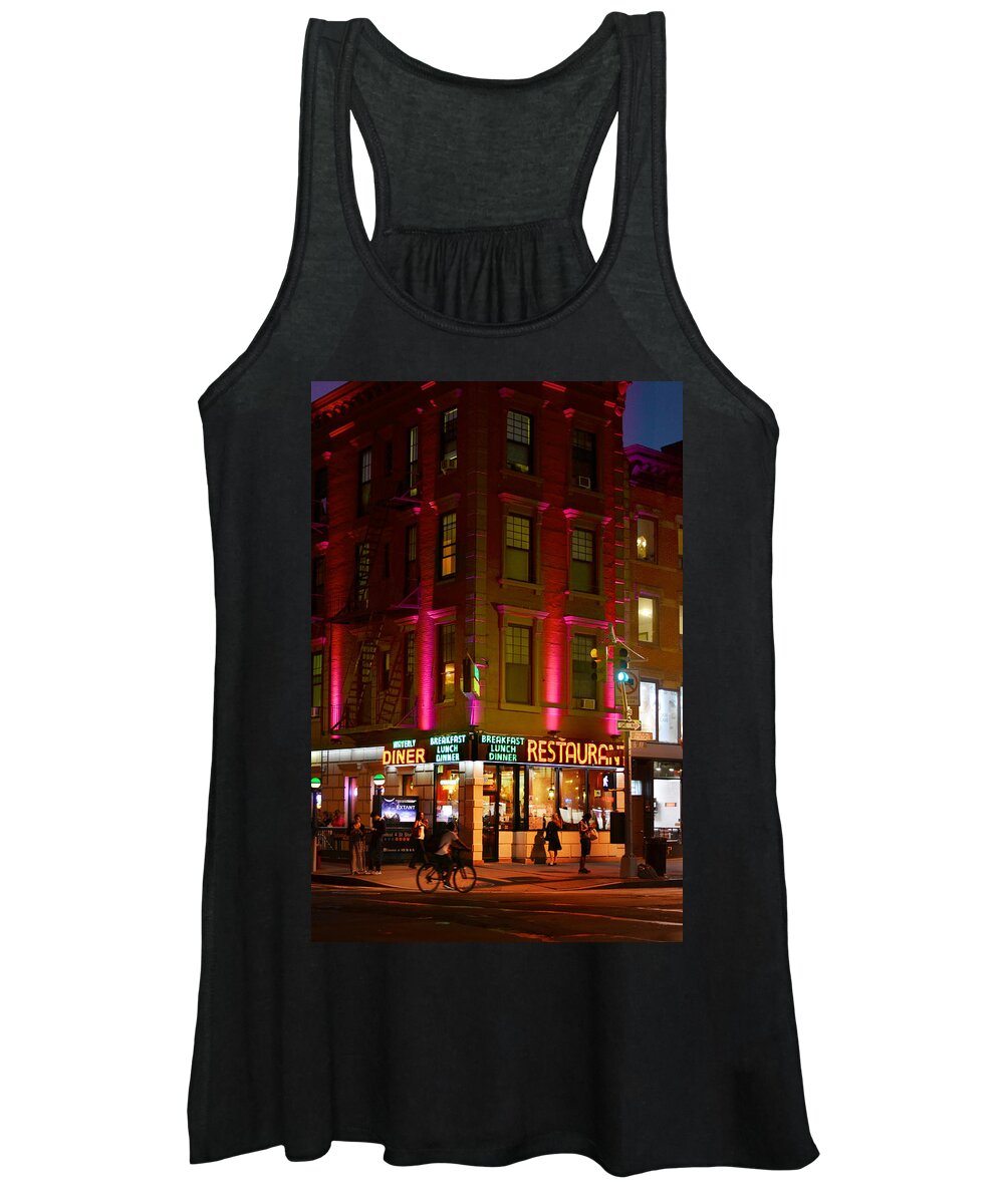 Nyc Women's Tank Top featuring the photograph Waverly Diner by Laura Fasulo