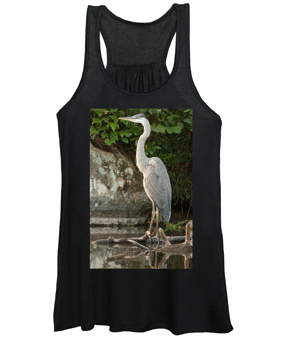 Blue Heron Women's Tank Top featuring the photograph Ol' Blue by Tom Cameron