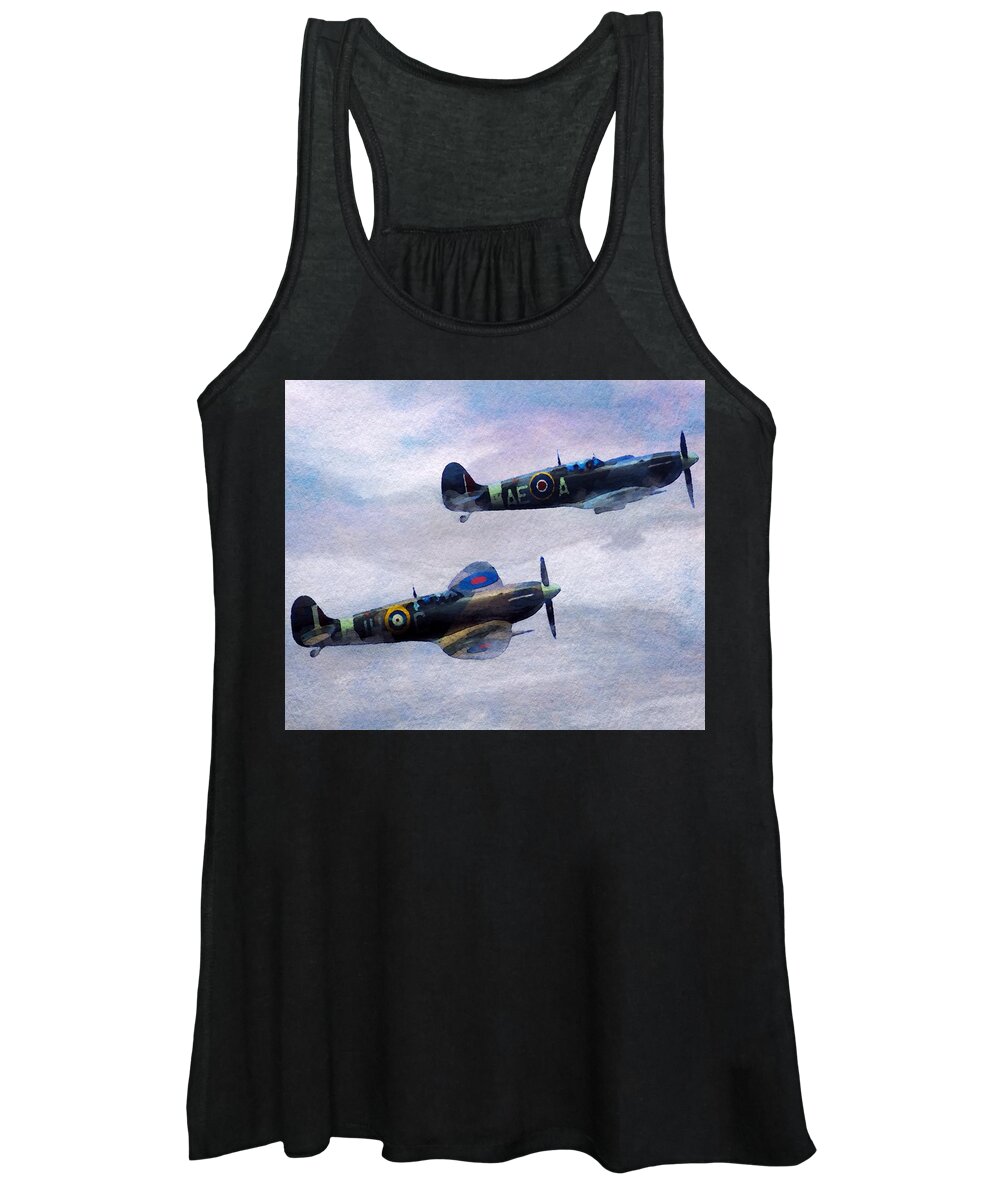 Spitfire Women's Tank Top featuring the painting On Patrol by Mark Taylor