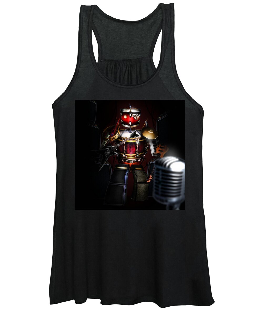 One Man Band Women's Tank Top featuring the digital art One man band by Alessandro Della Pietra