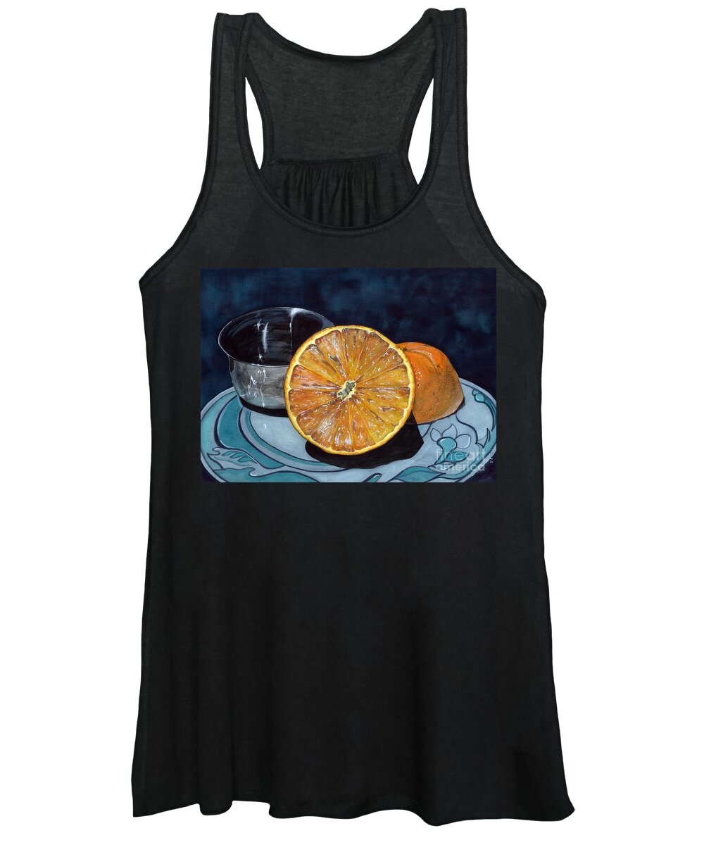 Fruit Women's Tank Top featuring the painting Orange and Silver by Barbara Jewell