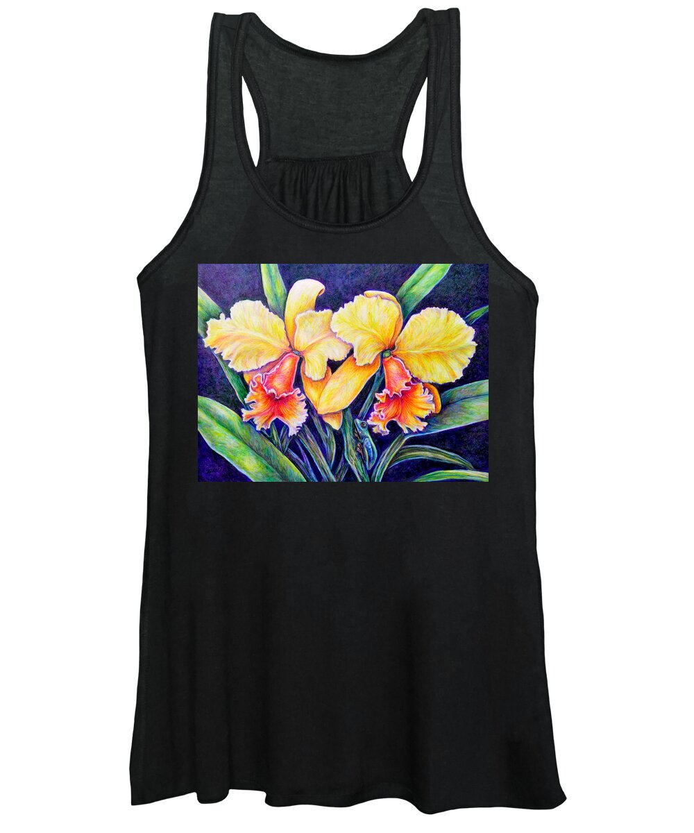 Orchid Women's Tank Top featuring the drawing Orchestrated Camouflage by Gail Butler