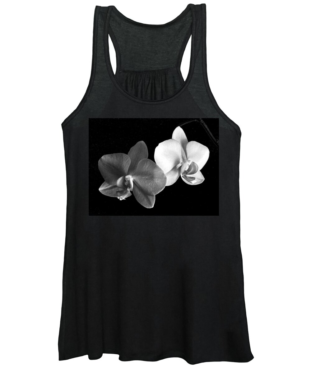 Floral Women's Tank Top featuring the photograph Orchid in black and white by Steve Karol