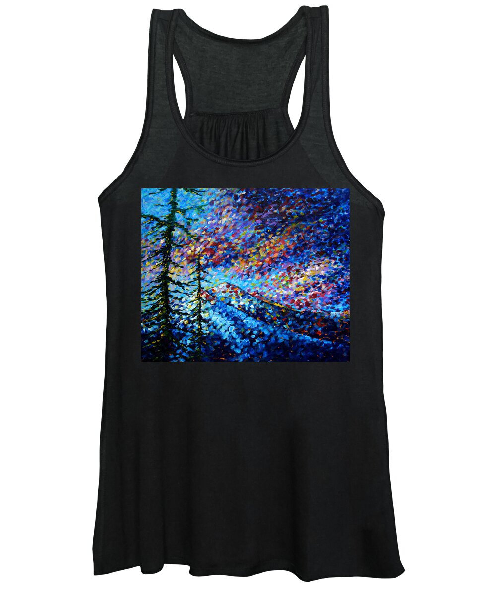 Abstract Women's Tank Top featuring the painting Original Abstract Impressionist Landscape Contemporary Art by MADART Mountain Glory by Megan Aroon
