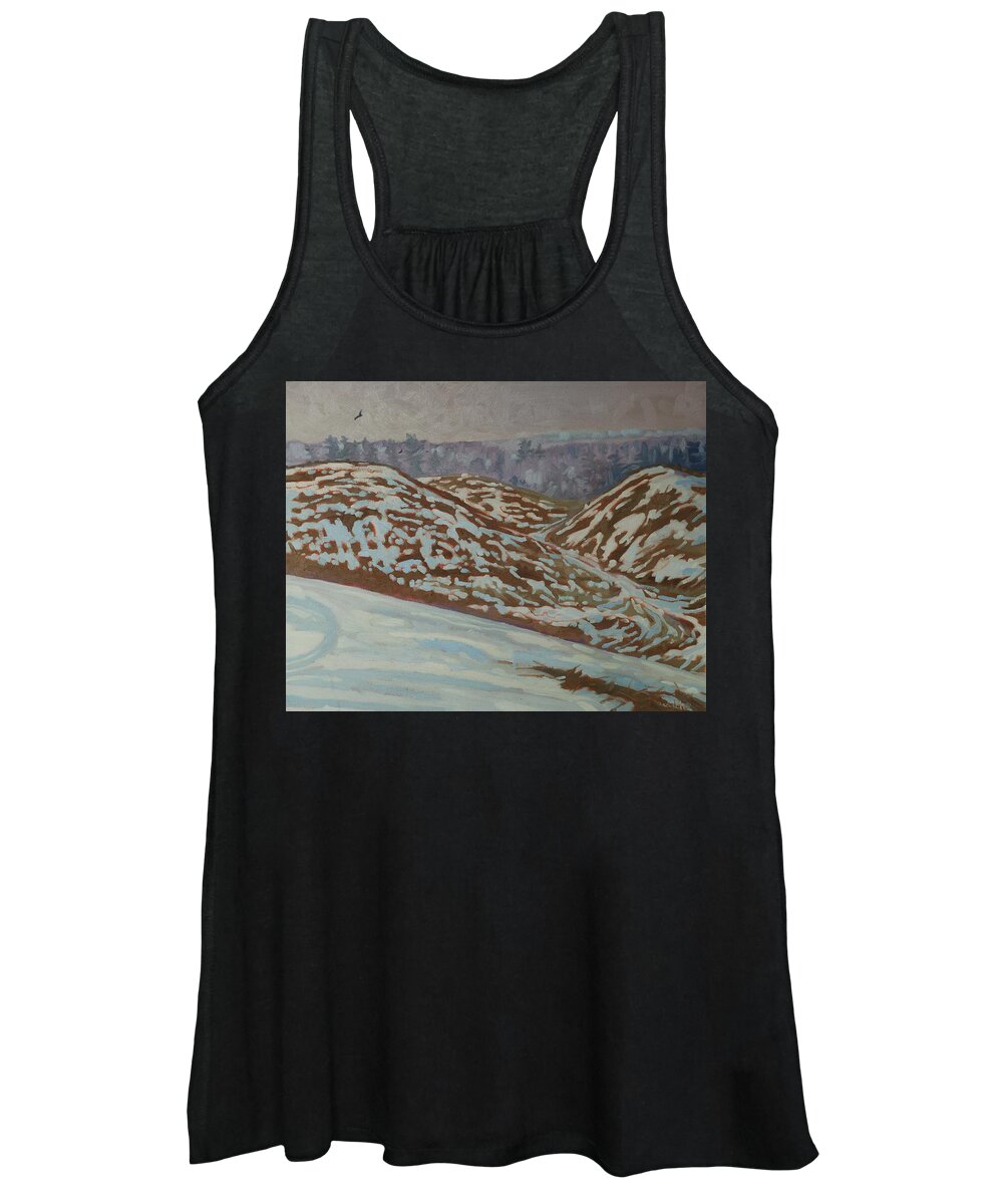 January Women's Tank Top featuring the painting Out My Back Window by Phil Chadwick