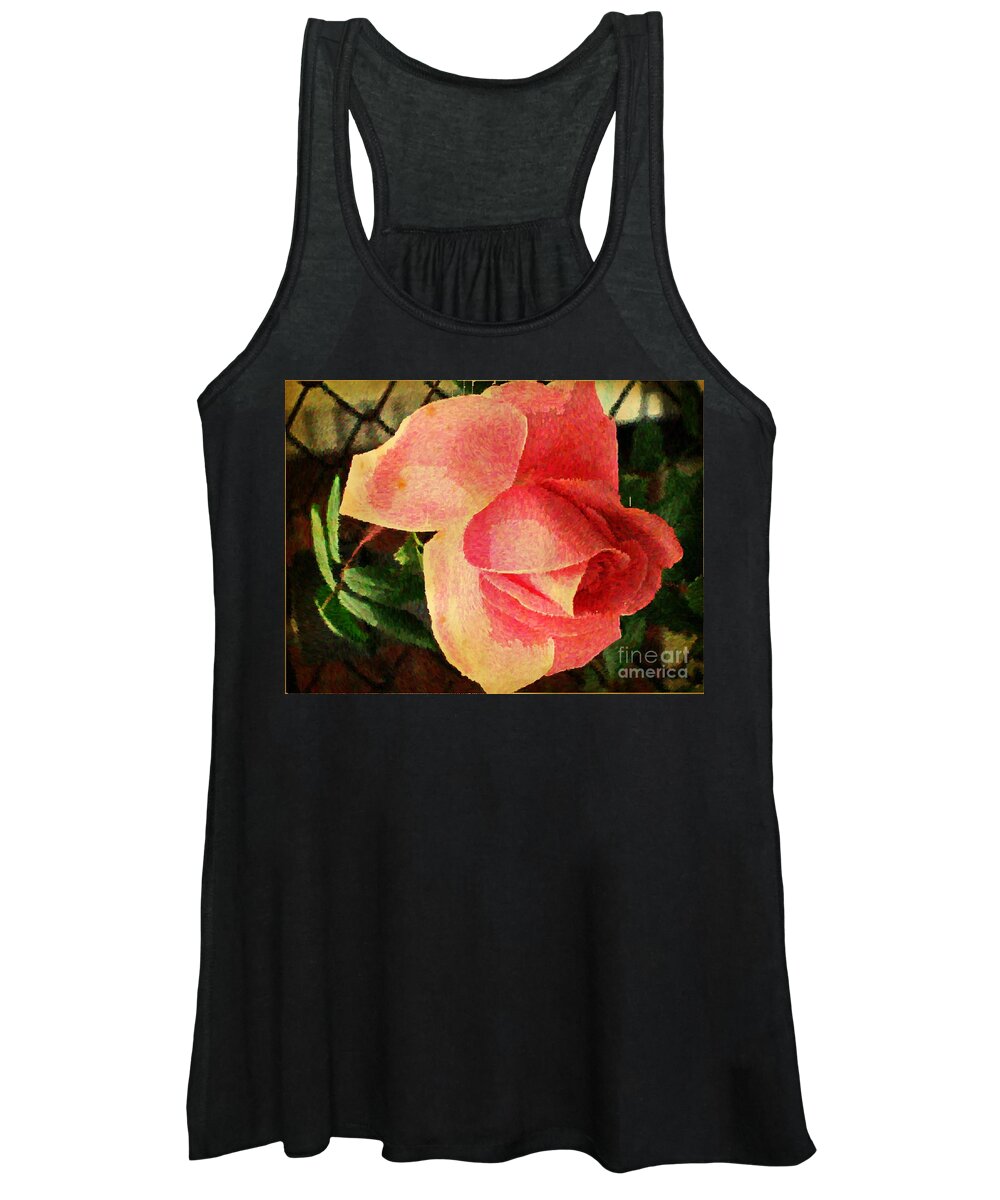 Digital Art Women's Tank Top featuring the photograph Painted Rose by Judy Palkimas