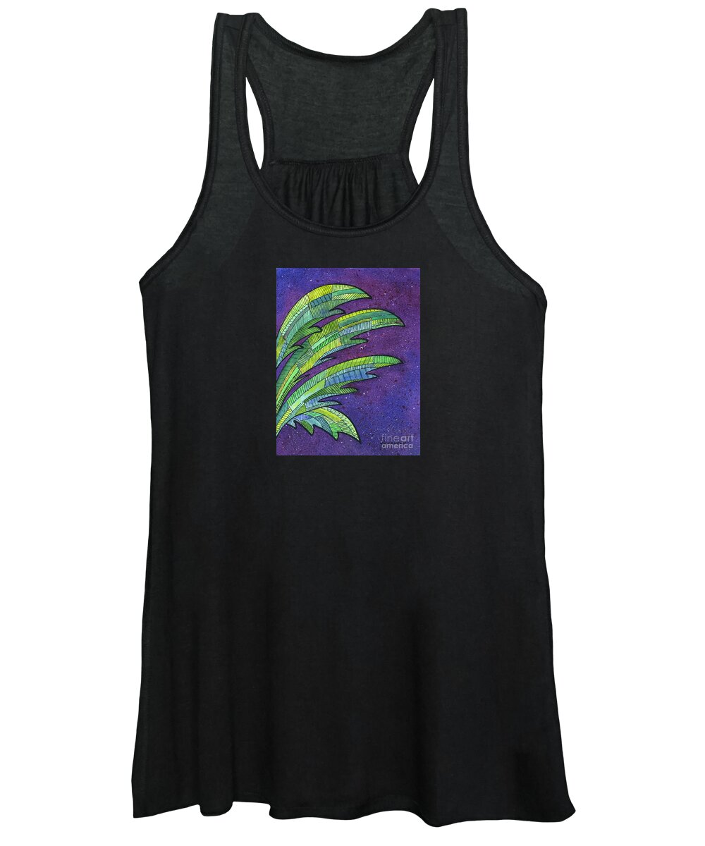Palm Women's Tank Top featuring the painting Palms Against the Night Sky by Diane Thornton