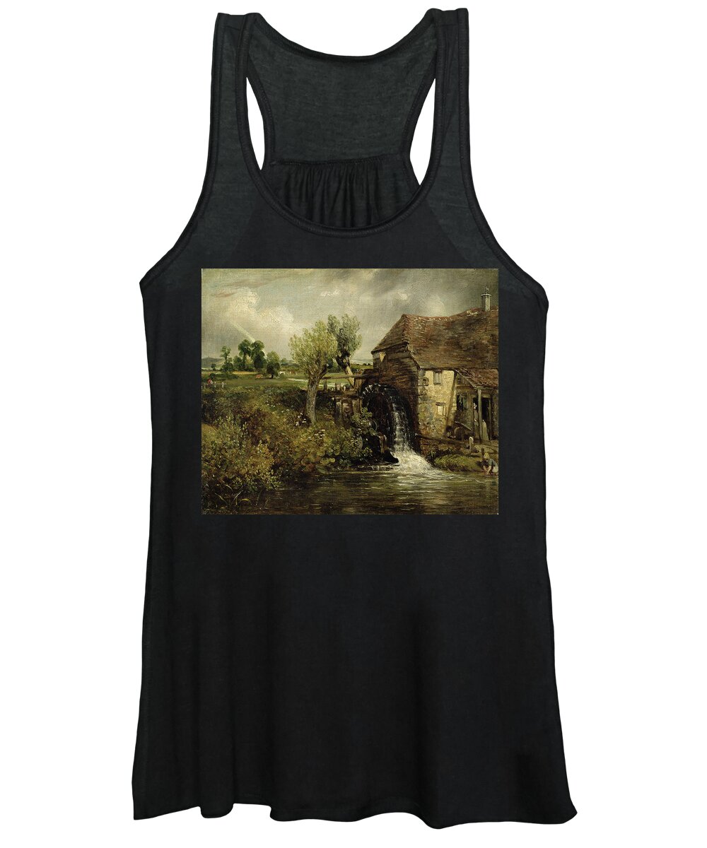 Water Wheel Women's Tank Top featuring the painting Parhams Mill, Gillingham, Dorset, 1824 by John Constable