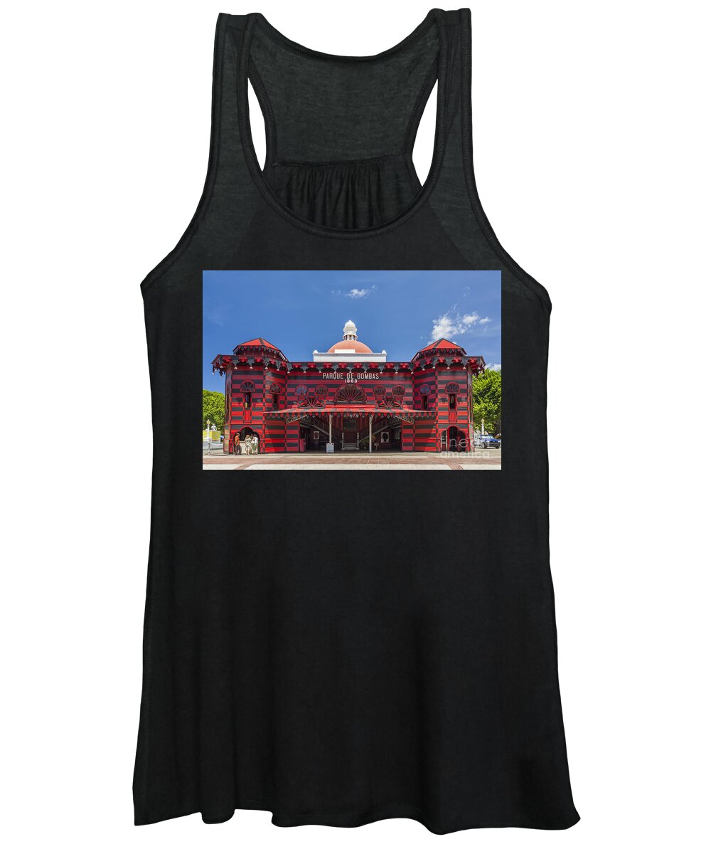 19th Century Style Women's Tank Top featuring the photograph Parque de Bombas Fire Station in Ponce Puerto Rico by Bryan Mullennix