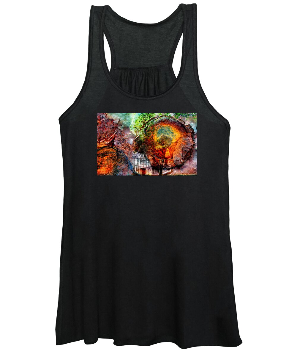 Weird Women's Tank Top featuring the mixed media Past or Future? by Ally White