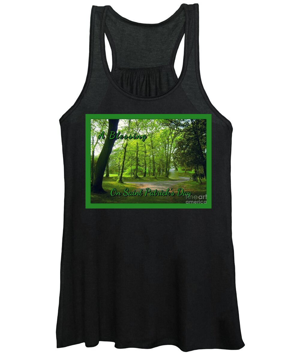 Trees Women's Tank Top featuring the photograph Pathway Saint Patrick's Day Greeting by Joan-Violet Stretch