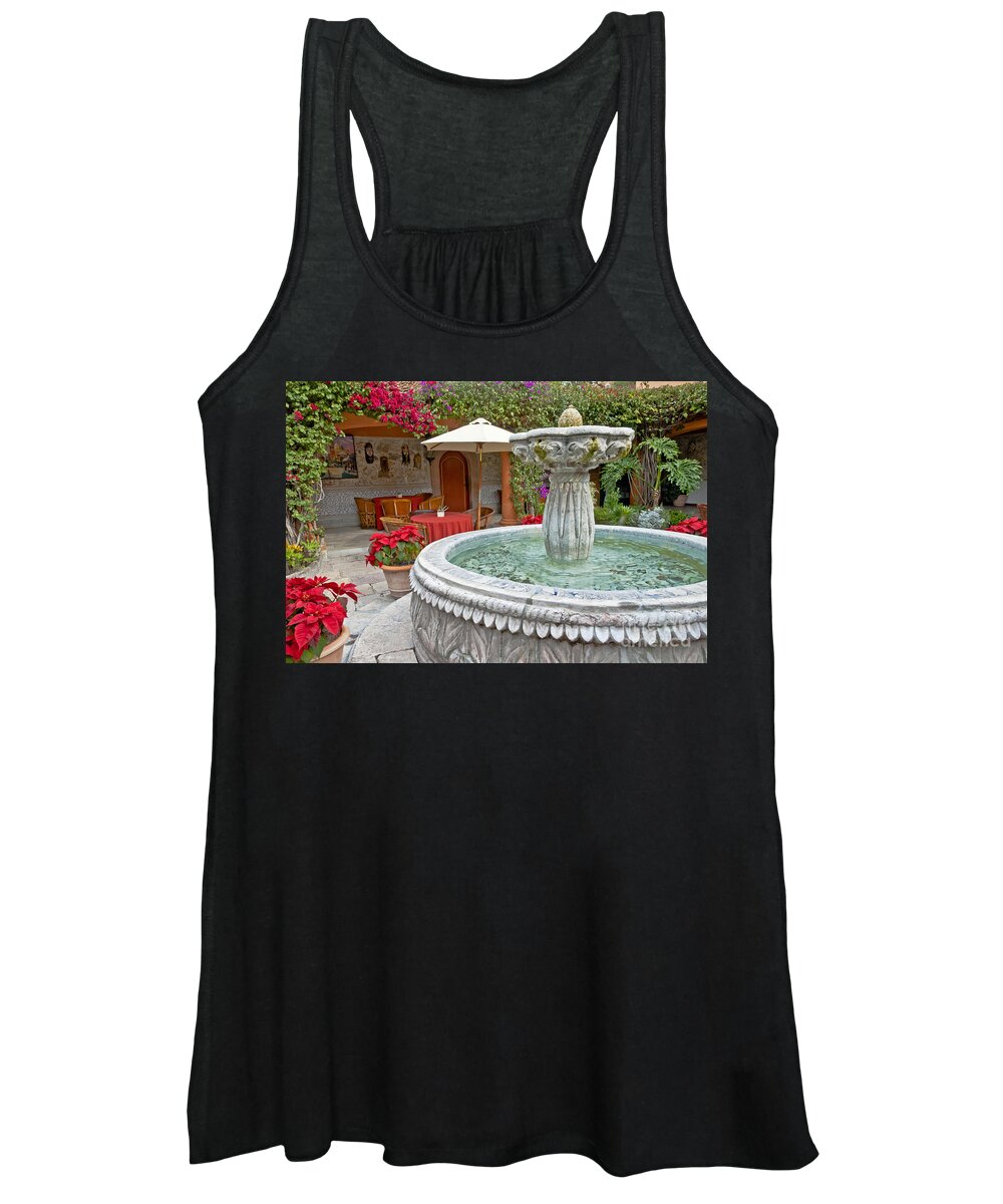 Patio Women's Tank Top featuring the photograph Patio And Fountain by Richard & Ellen Thane