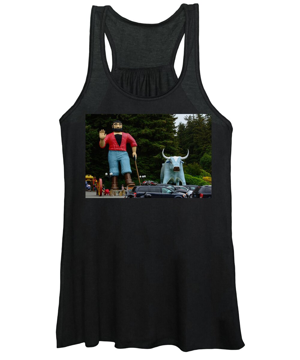 Paul Women's Tank Top featuring the photograph Paul Bunyon and his Ox by Tikvah's Hope