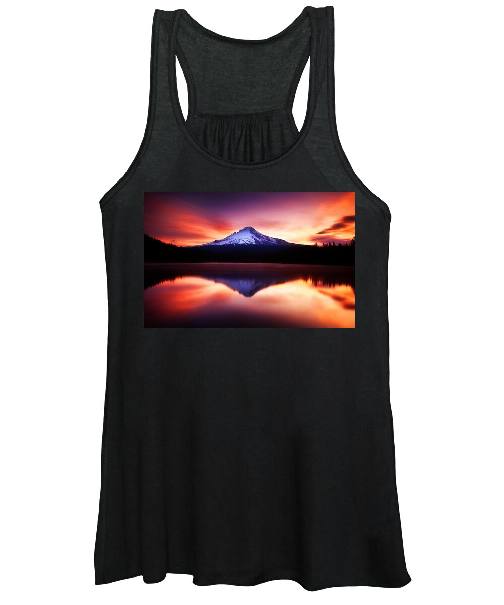 Trillium Lake Women's Tank Top featuring the photograph Peaceful Morning on the Lake by Darren White