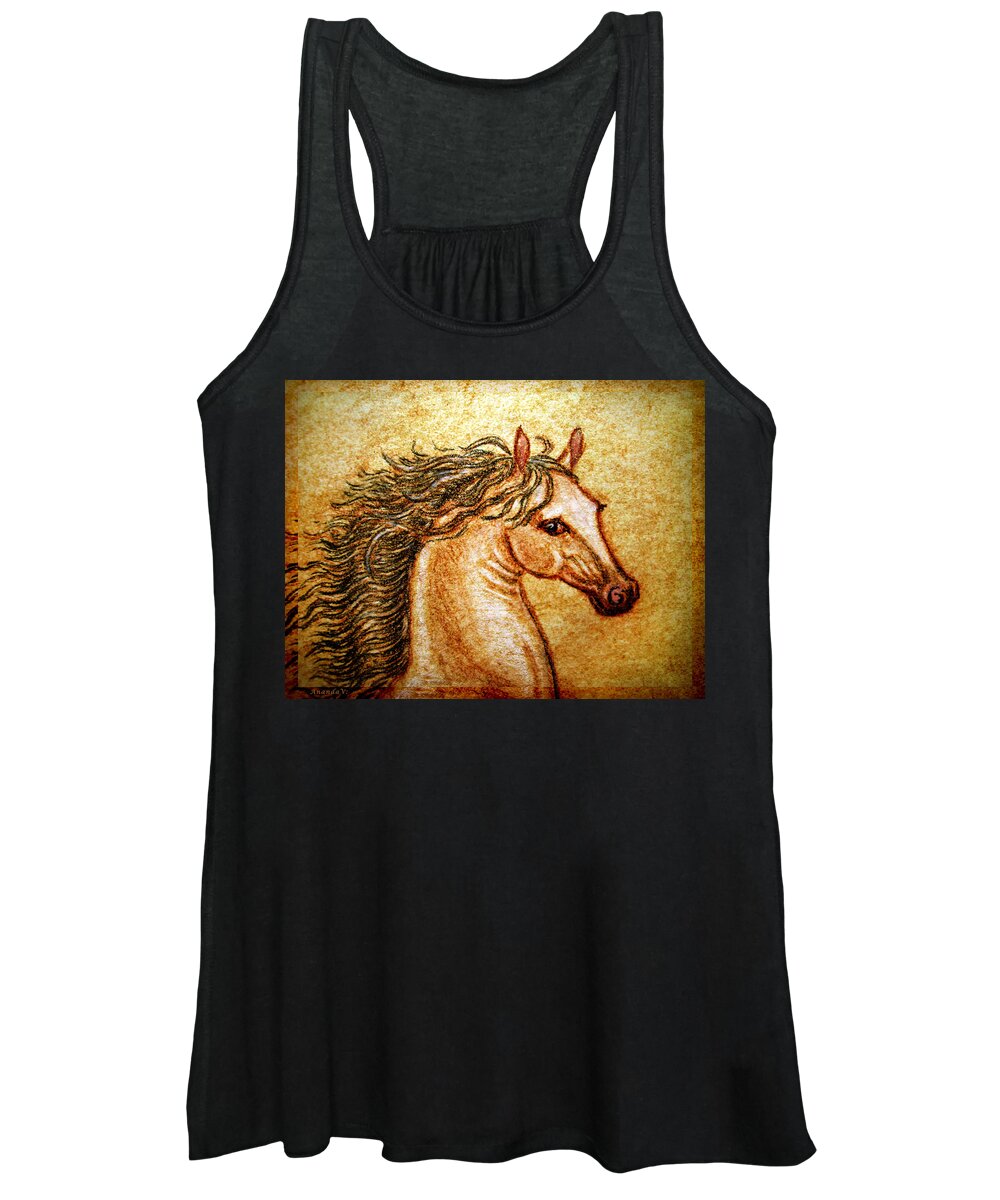 Horse Women's Tank Top featuring the mixed media Pegasus Friend by Ananda Vdovic