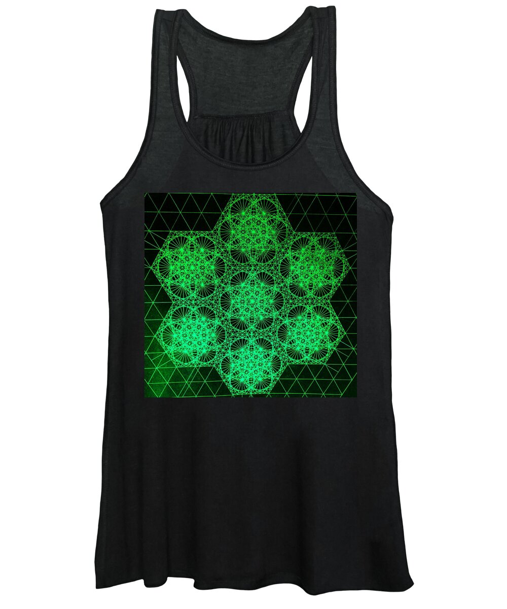 Jason Women's Tank Top featuring the drawing Photon Interference Fractal by Jason Padgett