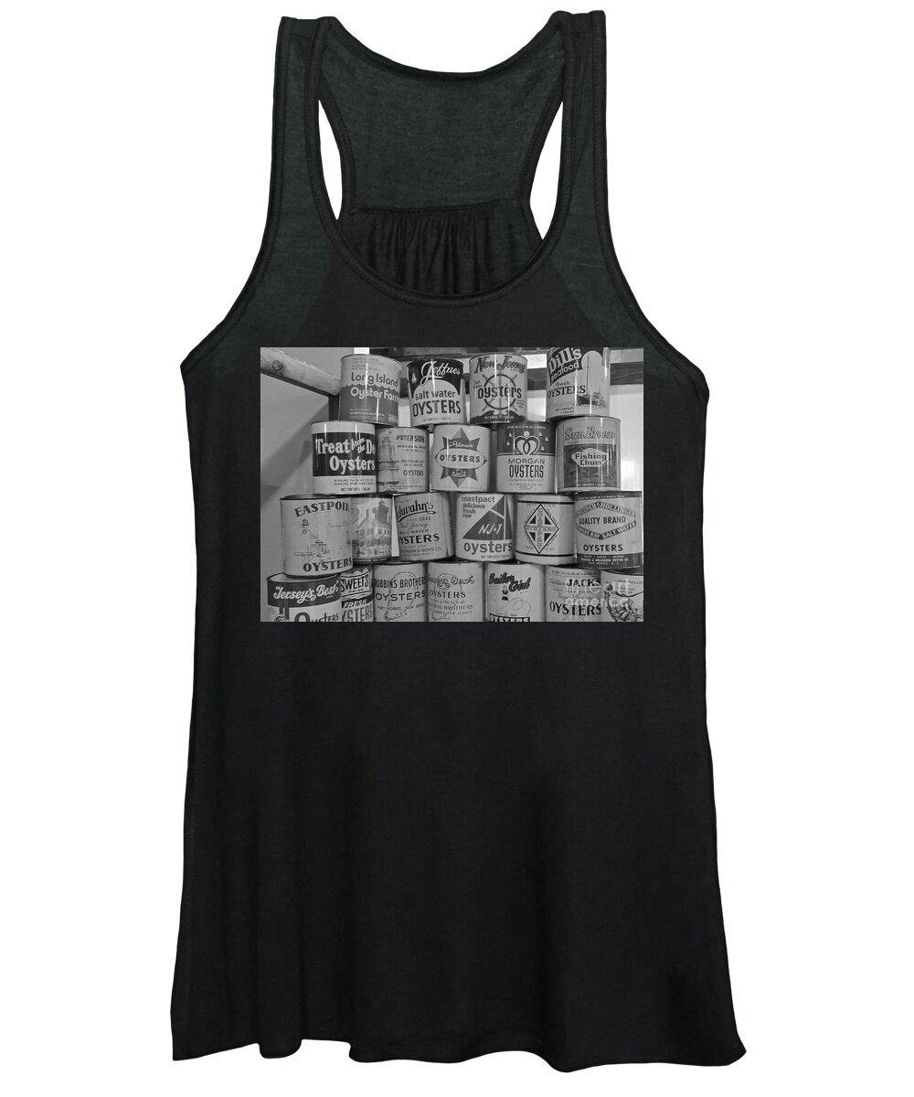 Oysters Women's Tank Top featuring the photograph Pile of Oyster Cans by Nancy Patterson