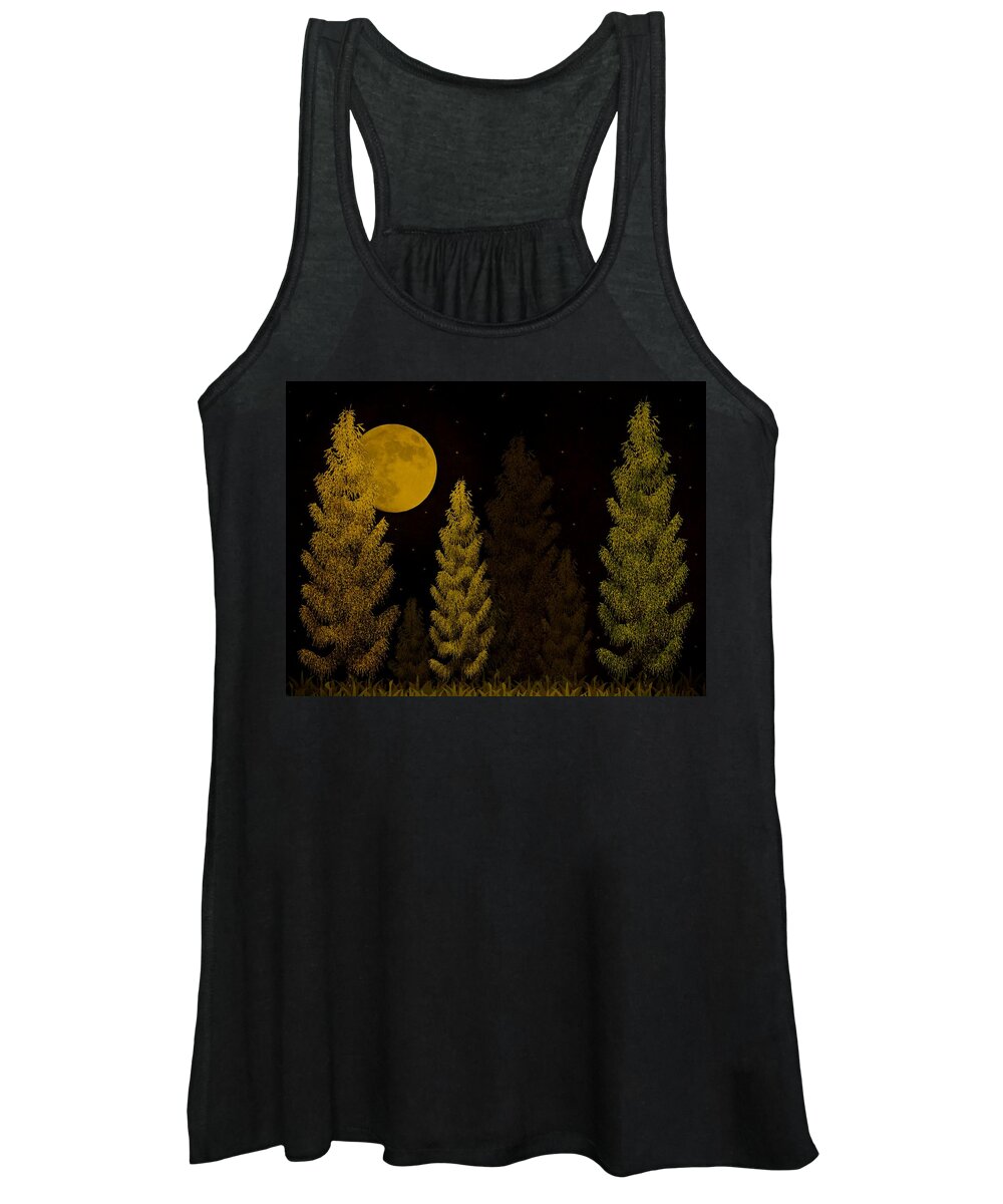 Pine Women's Tank Top featuring the photograph Pine Forest Moon by David Dehner