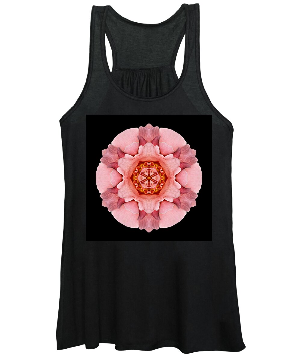 Flower Women's Tank Top featuring the photograph Pink and Orange Rose IV Flower Mandala by David J Bookbinder