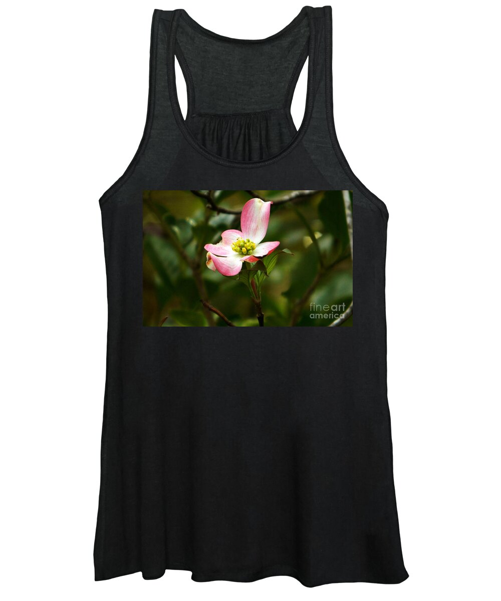 Dogwood Women's Tank Top featuring the photograph Pink dogwood 2 by Andrea Anderegg
