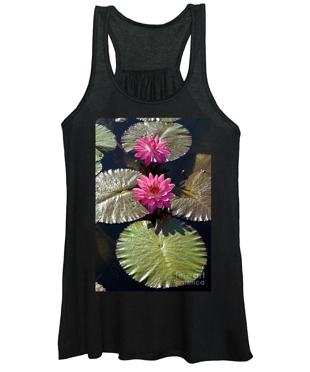 Water Llilies Women's Tank Top featuring the photograph Pink Water Lily III by Heiko Koehrer-Wagner