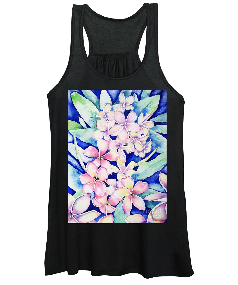 Nature Women's Tank Top featuring the painting Plumerias of Maui by Frances Ku
