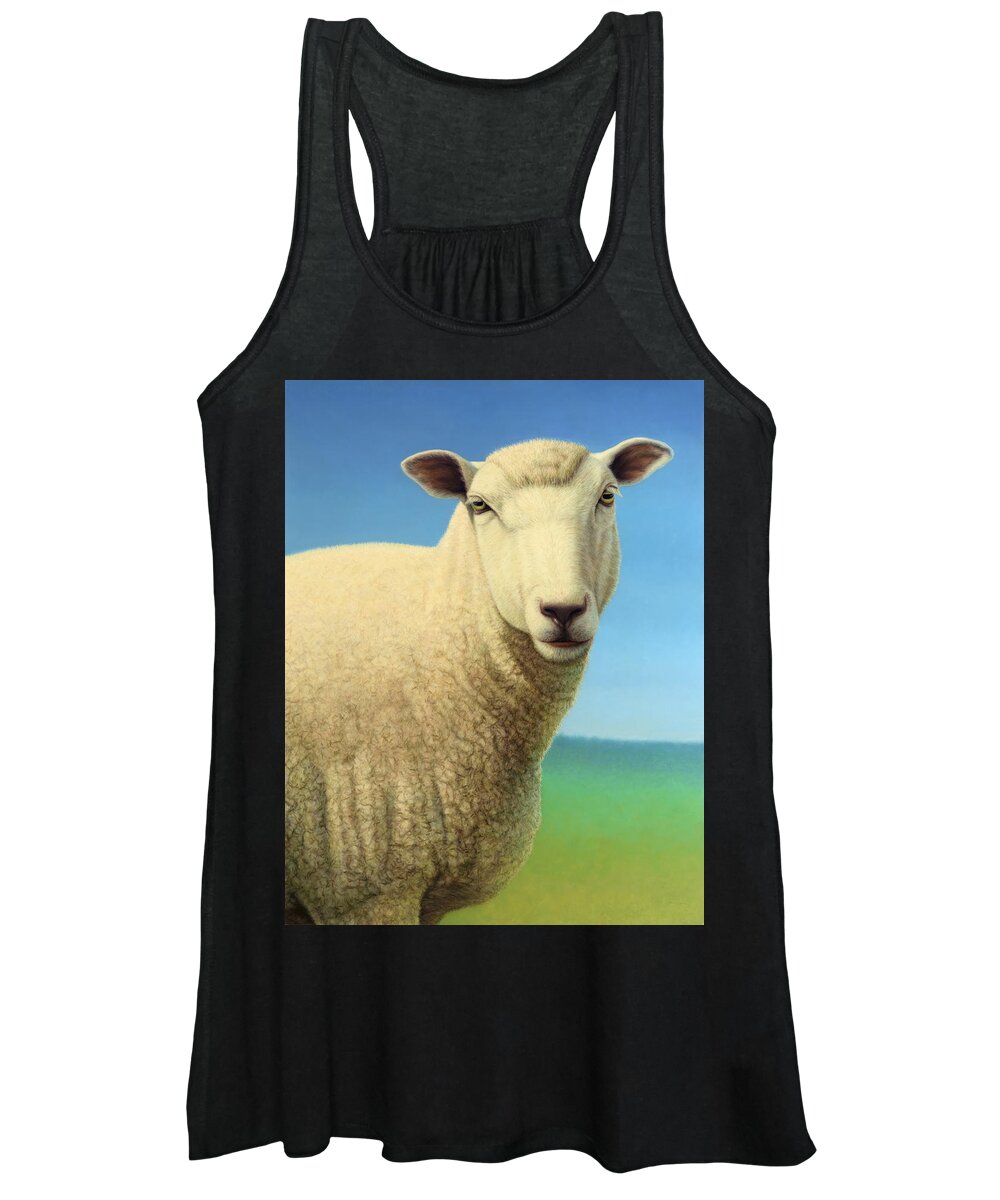 #faatoppicks Women's Tank Top featuring the painting Portrait of a Sheep by James W Johnson