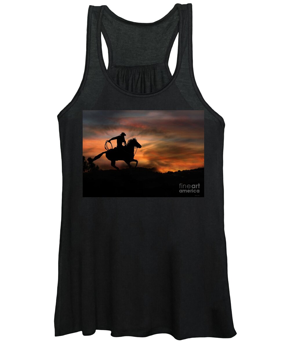 Cowboy Women's Tank Top featuring the photograph Racing the Sun by Stephanie Laird