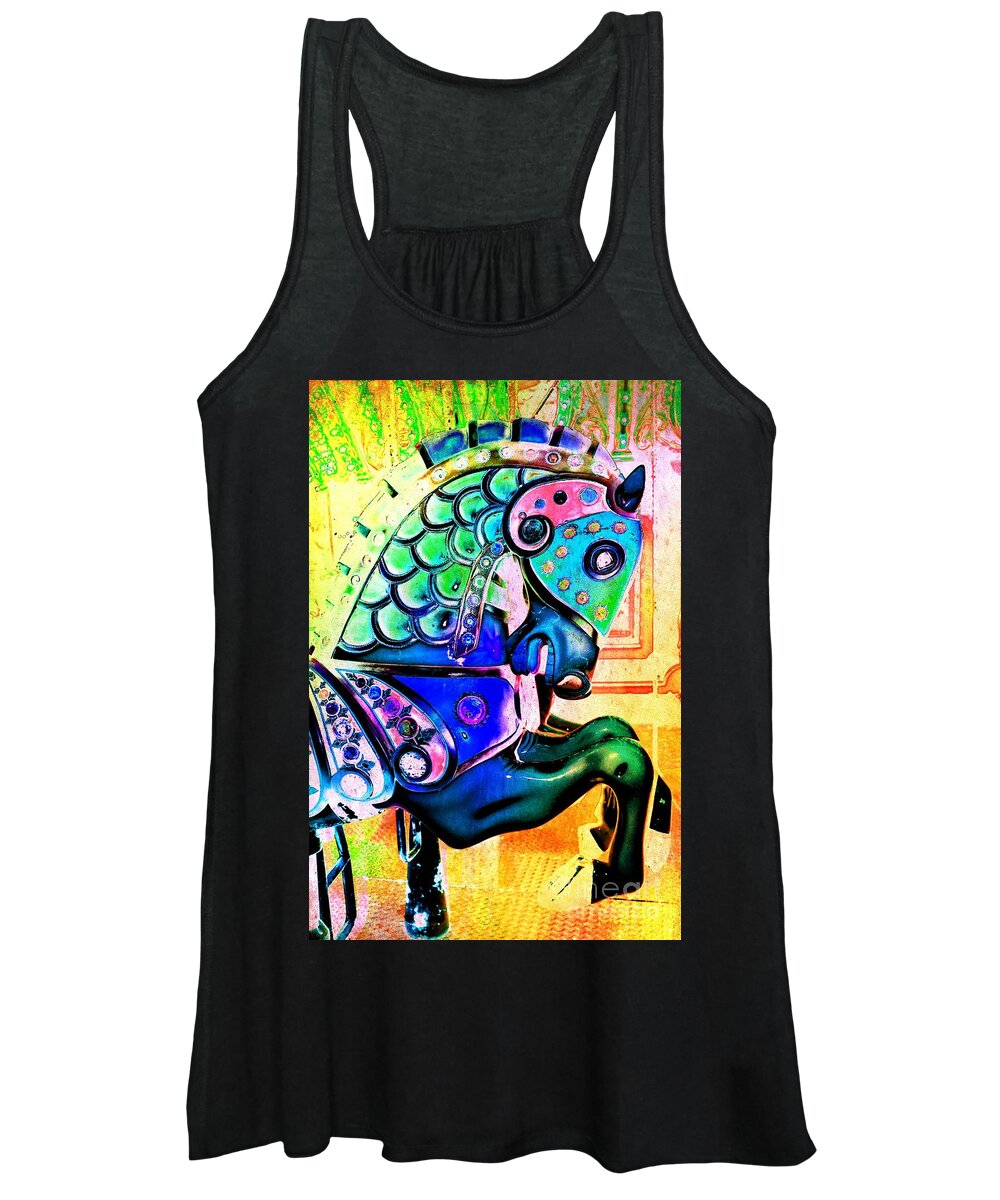 Carousel Women's Tank Top featuring the digital art Rainbow Carousel Horse by Patty Vicknair