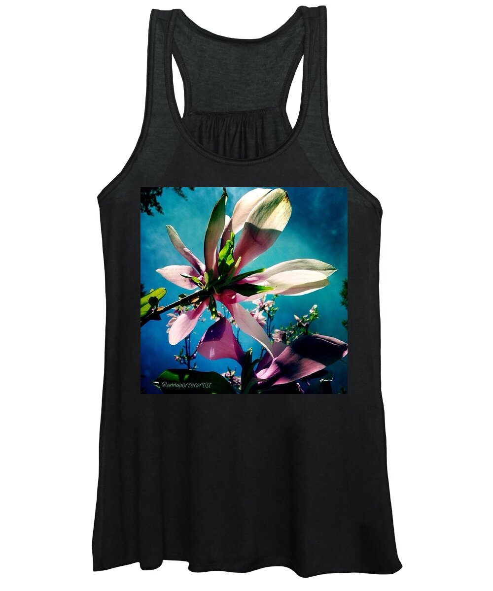 Annasgardens Women's Tank Top featuring the photograph Reaching For Glory, Magnolia Blossoms by Anna Porter