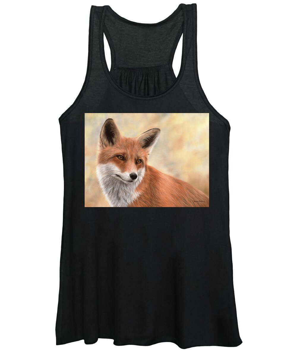 Fox Women's Tank Top featuring the painting Red Fox Painting by Rachel Stribbling