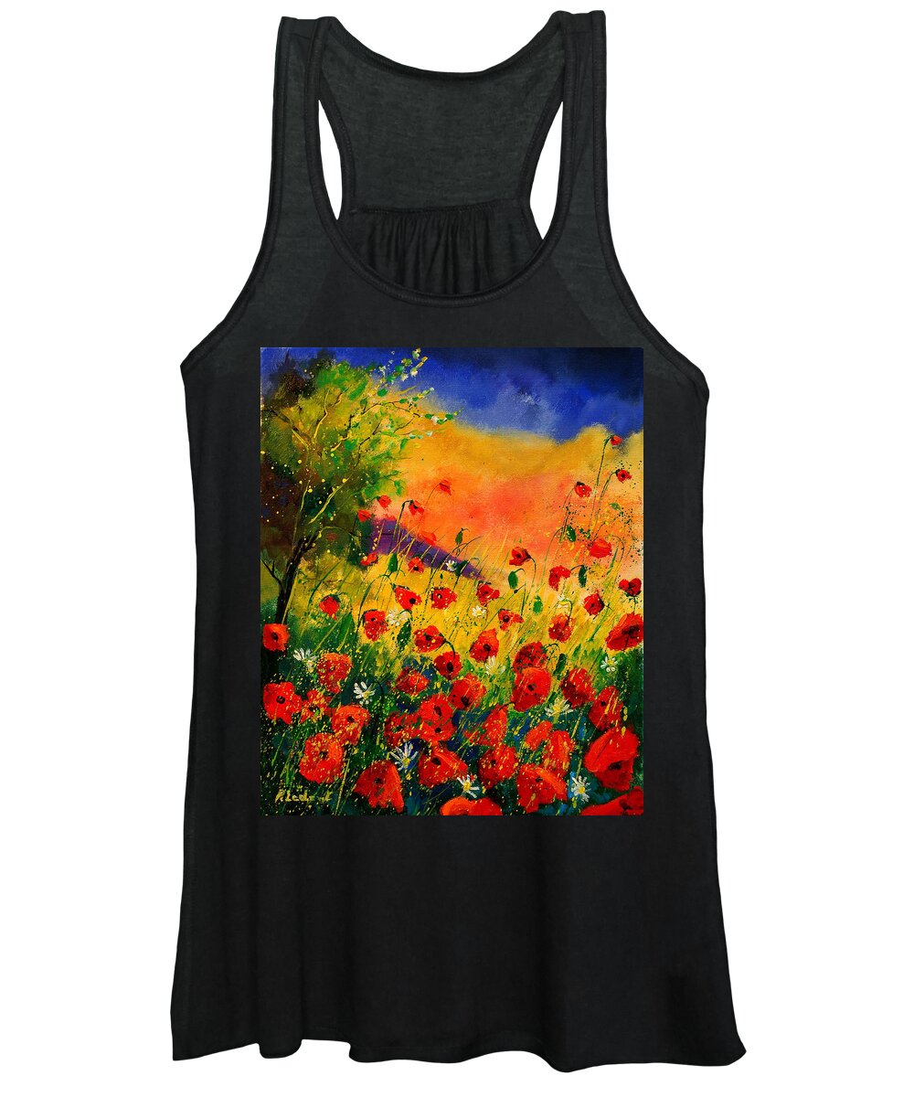 Poppies Women's Tank Top featuring the painting Red Poppies 45 by Pol Ledent