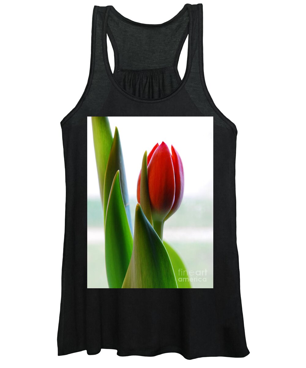Tulip Women's Tank Top featuring the photograph Red Tulip Day 1 by Nancy Mueller
