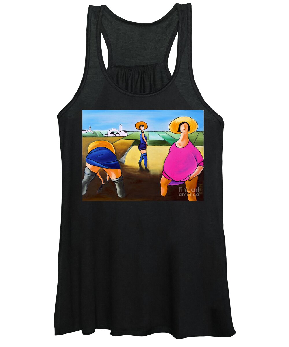 Rice Women's Tank Top featuring the painting Rice Pullers by William Cain