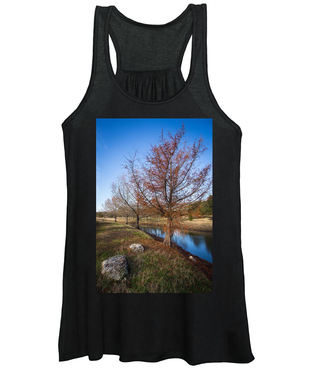 Austin Women's Tank Top featuring the photograph River and Winter Trees by John Wadleigh