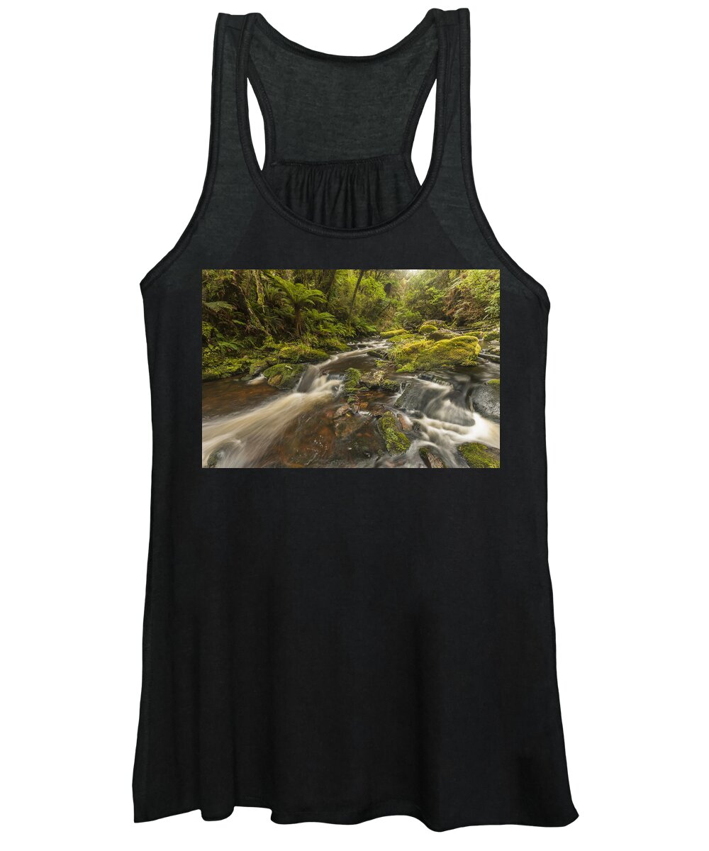 Colin Monteath Women's Tank Top featuring the photograph River At Mcleans Falls After Rains by Colin Monteath