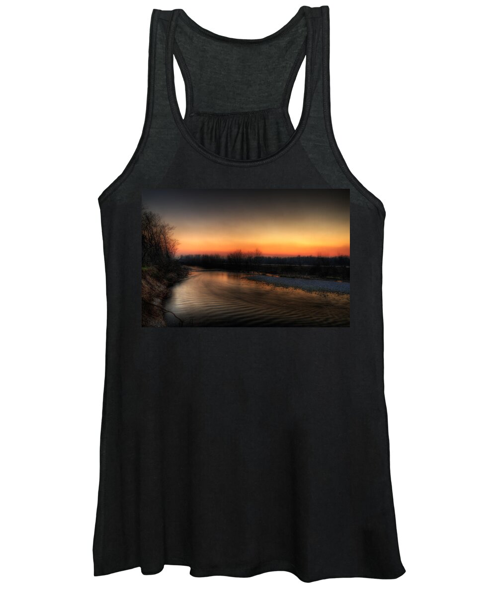 Details Enhancer Women's Tank Top featuring the photograph Riverscape at sunset by Roberto Pagani