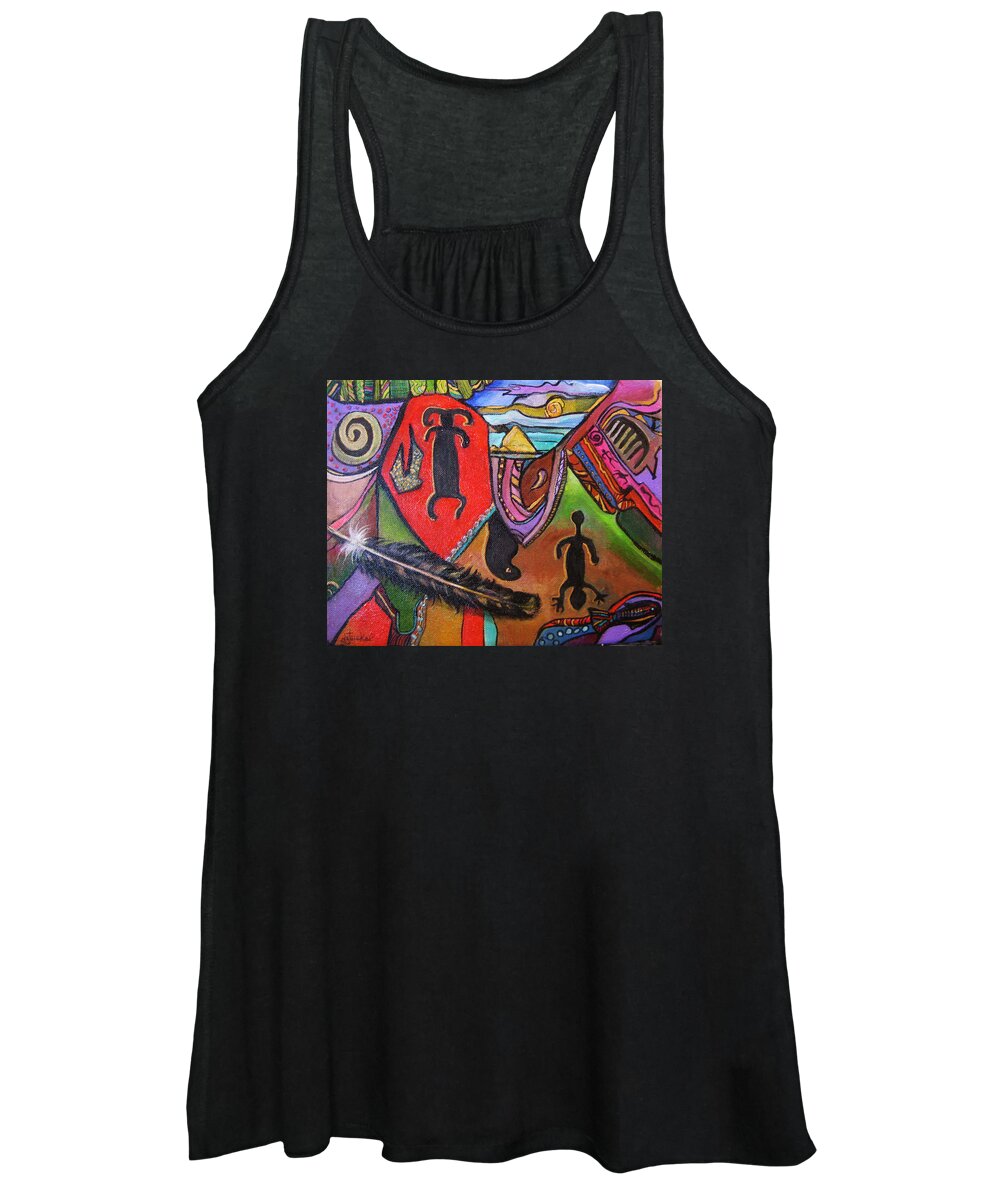 Abstract Women's Tank Top featuring the painting Rock Art of Nevada by Donna Tucker
