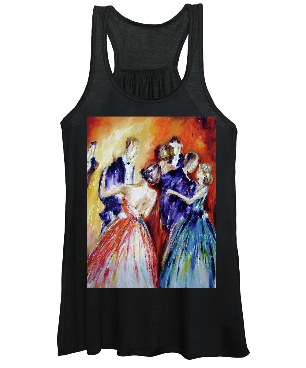 Romance Women's Tank Top featuring the painting Romantic Dance Paintings by Mary Cahalan Lee - aka PIXI